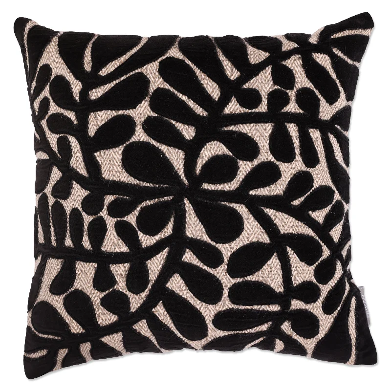 Indoor Falling Leaves Black 18-inch Throw Pillow