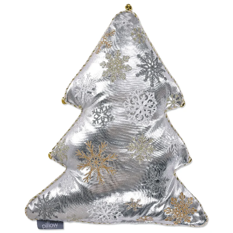 Christmas Tree Silver Throw Pillow