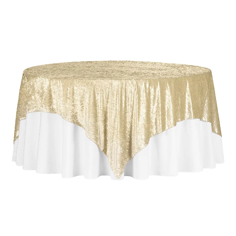 Velvet 85"x85" Square Tablecloth Table Overlay - Champagne