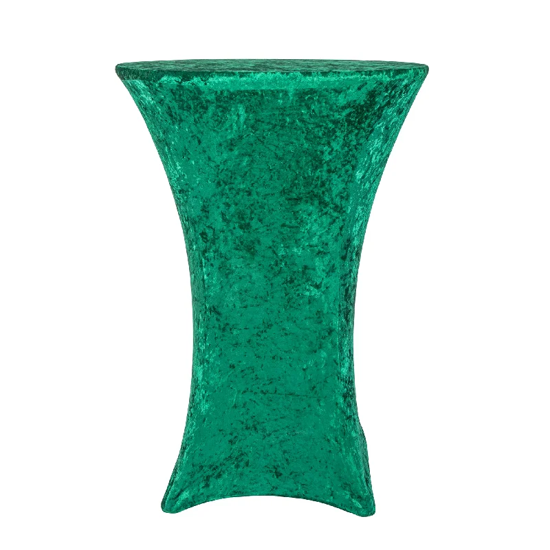 Velvet Spandex Cocktail Table Cover 32" Round - Emerald Green