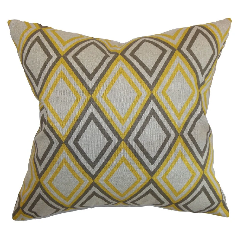 Eirunepe Geometric Euro Sham Yellow Kelp Linen