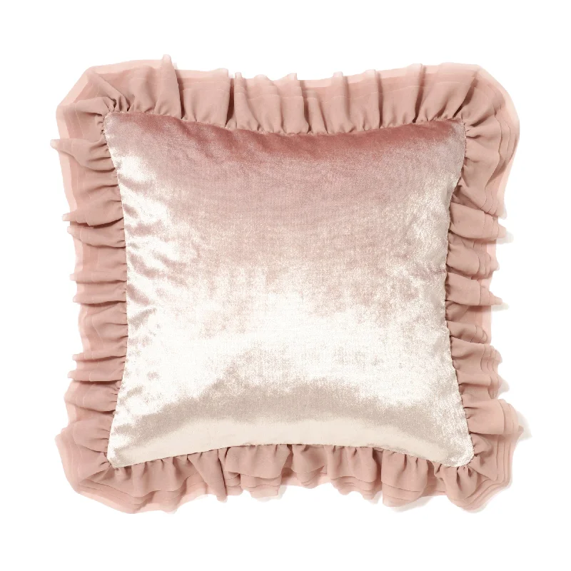 Velvet Ruffle Cushion Cover 450 X 450 Pink