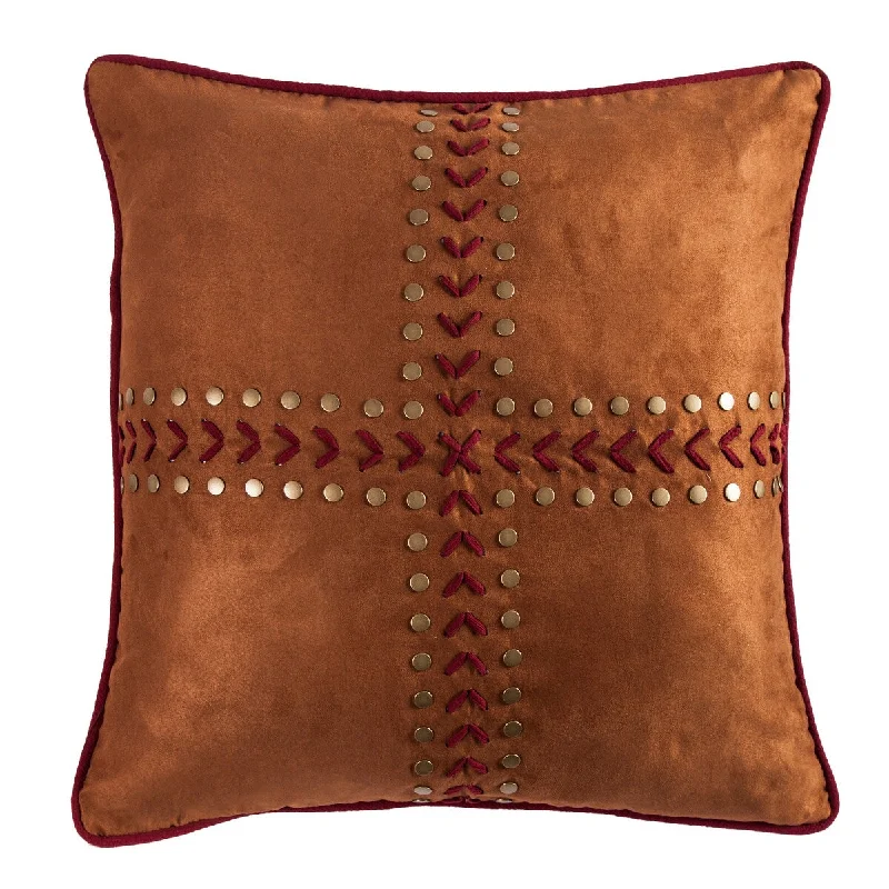 Reversible Solace Euro Sham with embroidery & concho details, 27x27