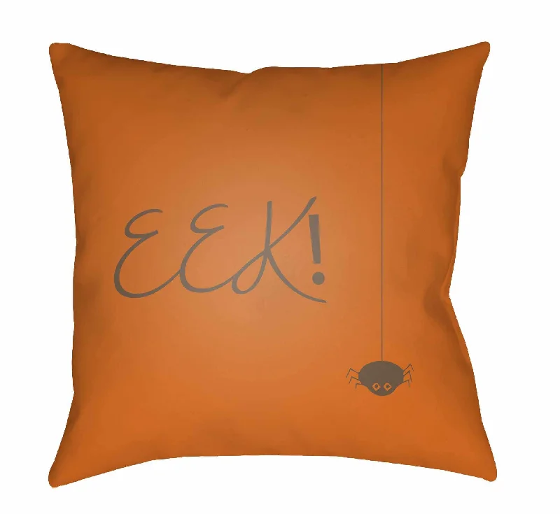 Halloween Eek Print Orange Pillow