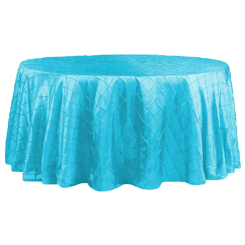 Pintuck 120" Round Tablecloth - Aqua Blue