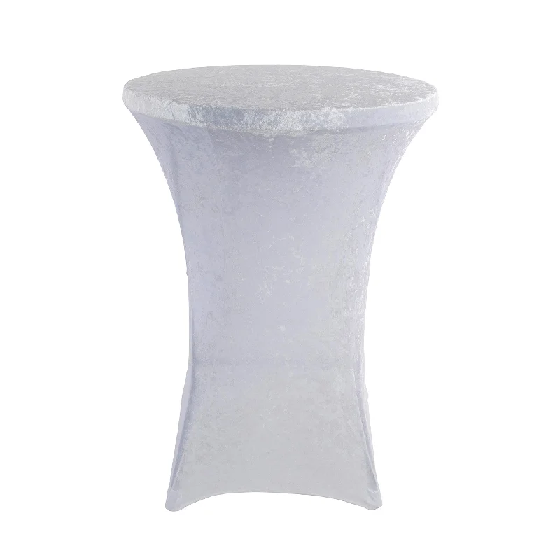 Velvet Spandex Cocktail Table Cover 32" Round - White