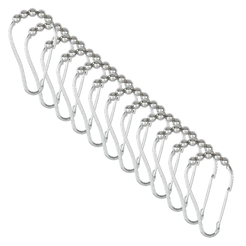 Bath Bliss 12 Pack Carabiner Shower Curtain Roller Rings in Chrome