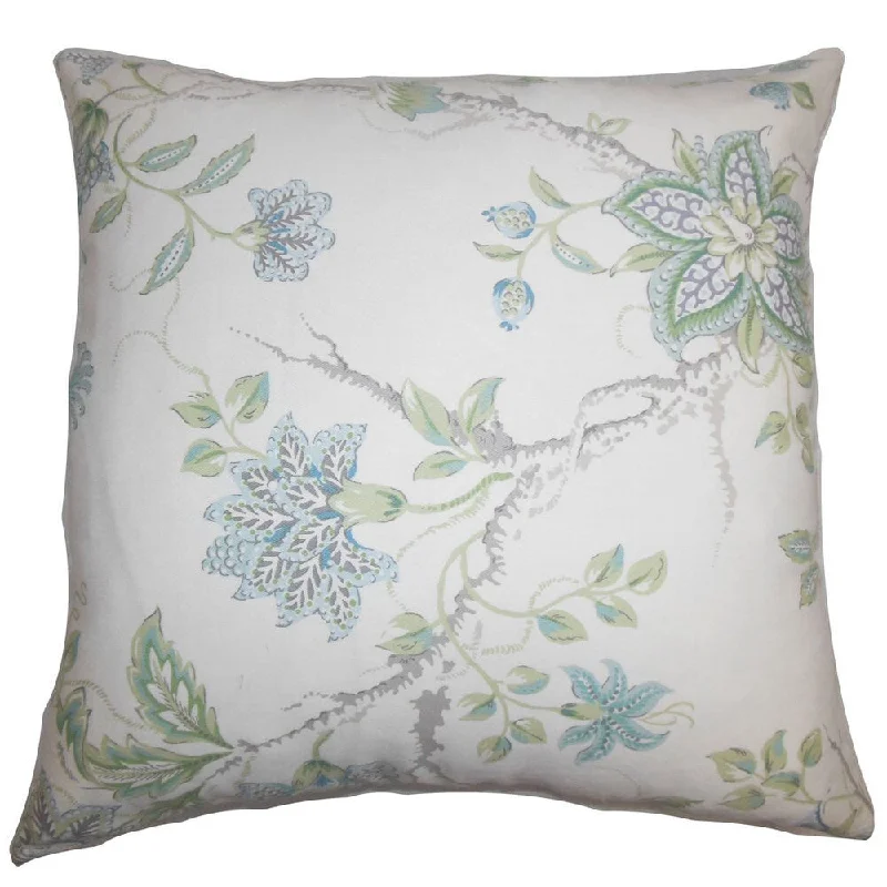 Ululani Floral Euro Sham Blue White