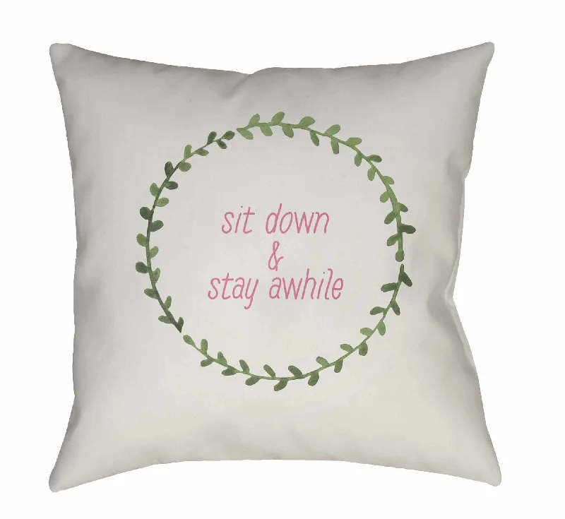 Ronni White Leaf Wreath Accent Pillow