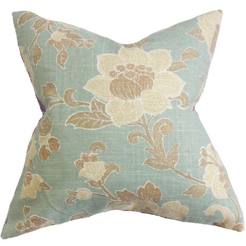 Duscha Floral Euro Sham Blue Brown