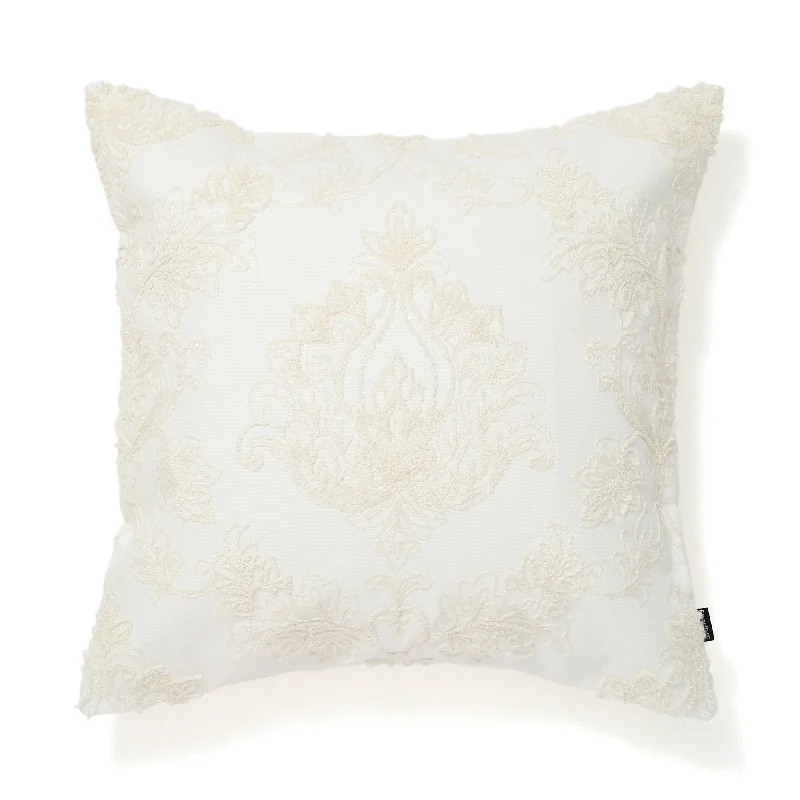 Emb Ornament H Cushion Cover 450 X 450 White