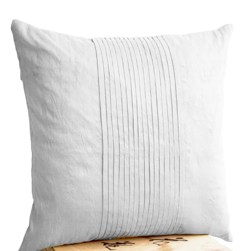 White silk ripple pillow case- White pintuck pillow- 16x16- White textured cushion- Silk cushion- Throw pillow- Bedding- Couch pillows- Gift