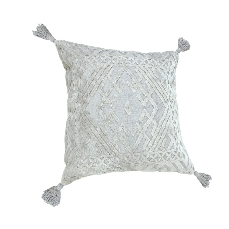 20" X 20" Silver Gray And Light Gray Viscose Zippered Pillow