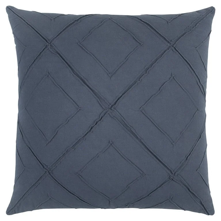 Indigo Pin Tuck Diamond Pattern Throw Pillow