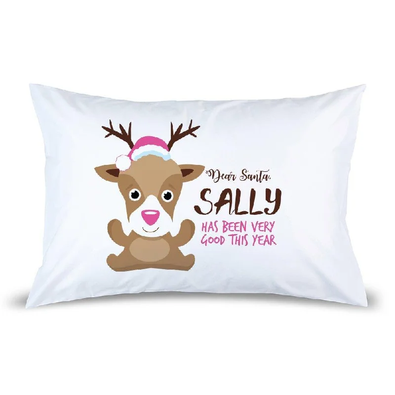 Pink Reindeer Pillow Case