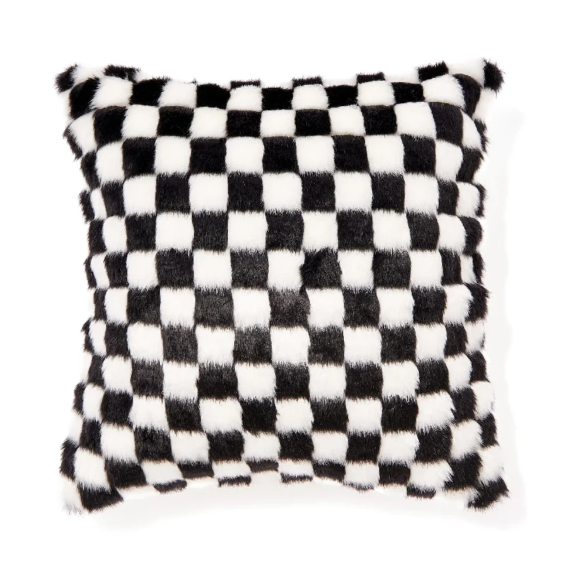 Fur Ab Cushion Cover 450 X 450 White X Black