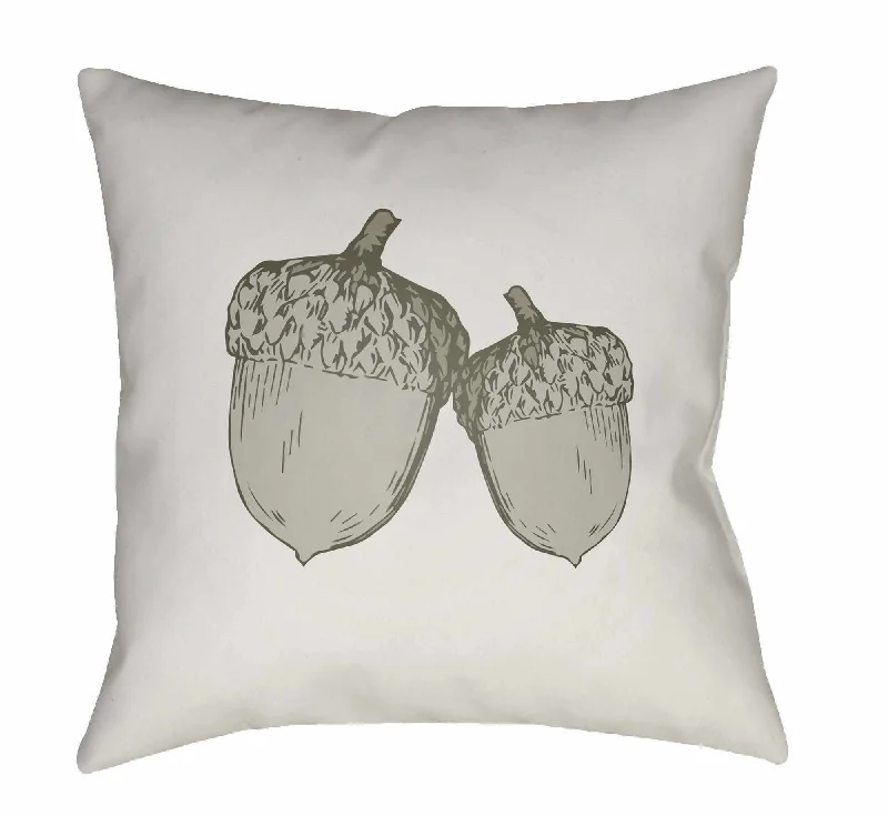 Sarigerme Beige Acorn Pattern Throw Pillow