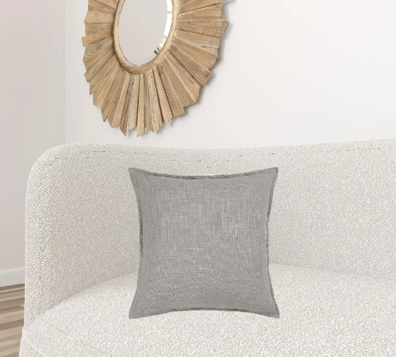 Gray Solid Color Flange Edge Throw Pillow