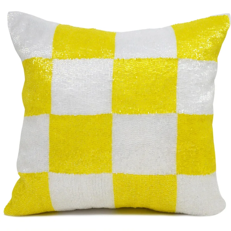 Yellow Pillow In Beads For Audrey