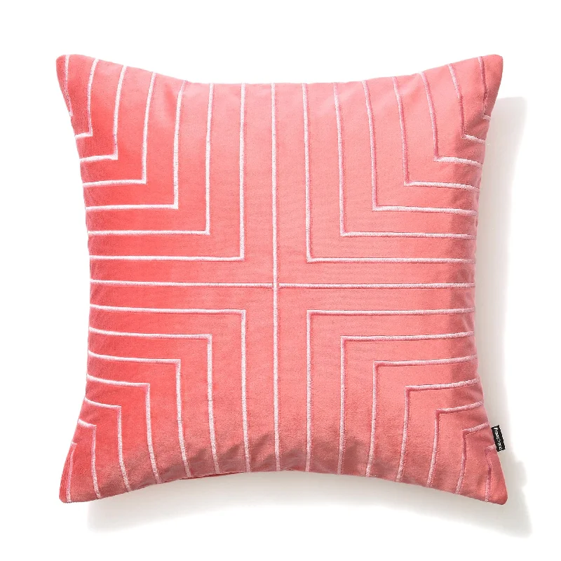 Velvet Geometric Cushion Cover 450 X 450 Pink