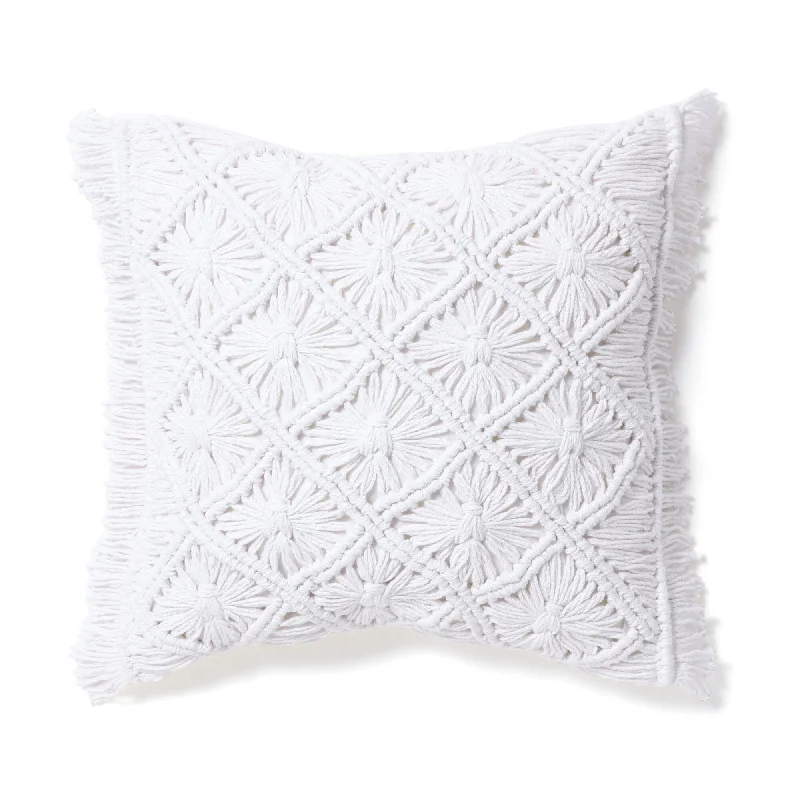 Macrame Cushion Cover 450 X 450 White