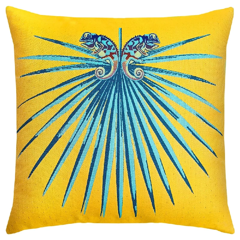 22" Square Elaine Smith Pillow  Chameleon Lagoon