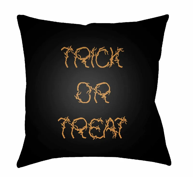 Halloween Trick or Treat Black Pillow