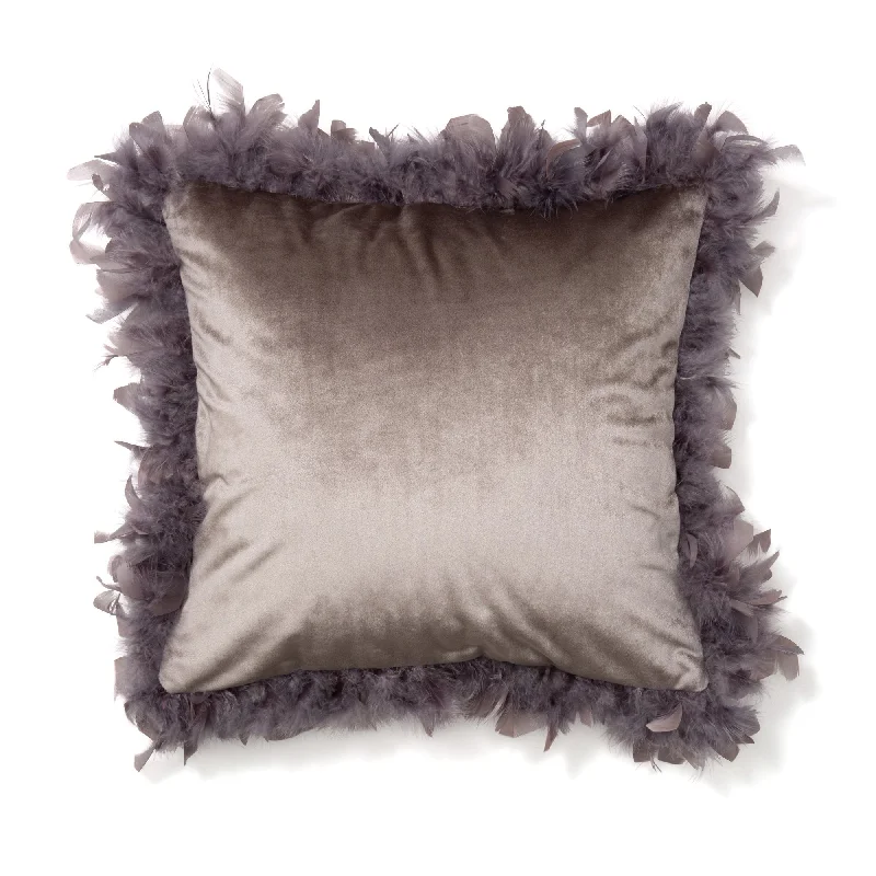 Velvet Feather Cushion Cover 450 X 450 Gray