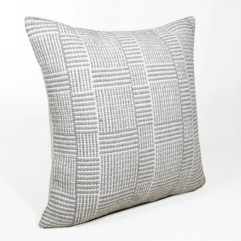 20" X 20" Gray And White 100% Cotton Geometric Zippered Pillow