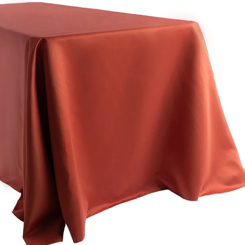 Lamour Satin 90"x156" Rectangular Oblong Tablecloth - Rust