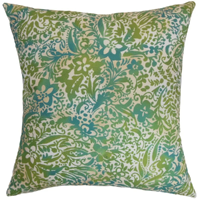 Shima Floral Euro Sham Aqua Green