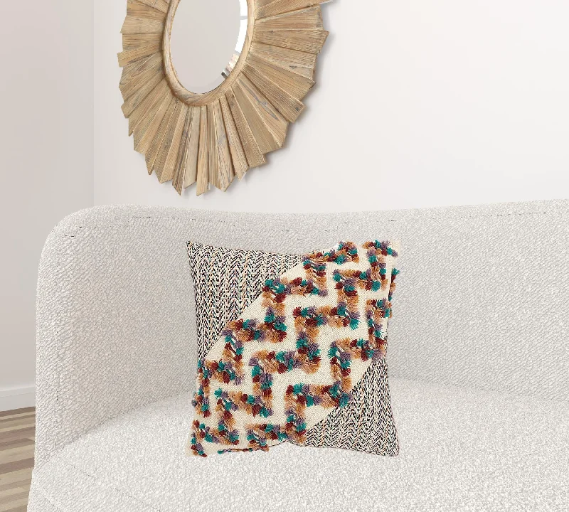 Multicolored Chevron Diagonal Panel Throw Pillow