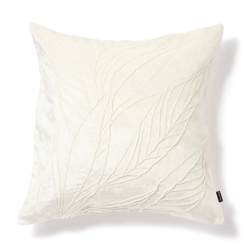 Leaf Emb Cushion Cover 450 x 450  White