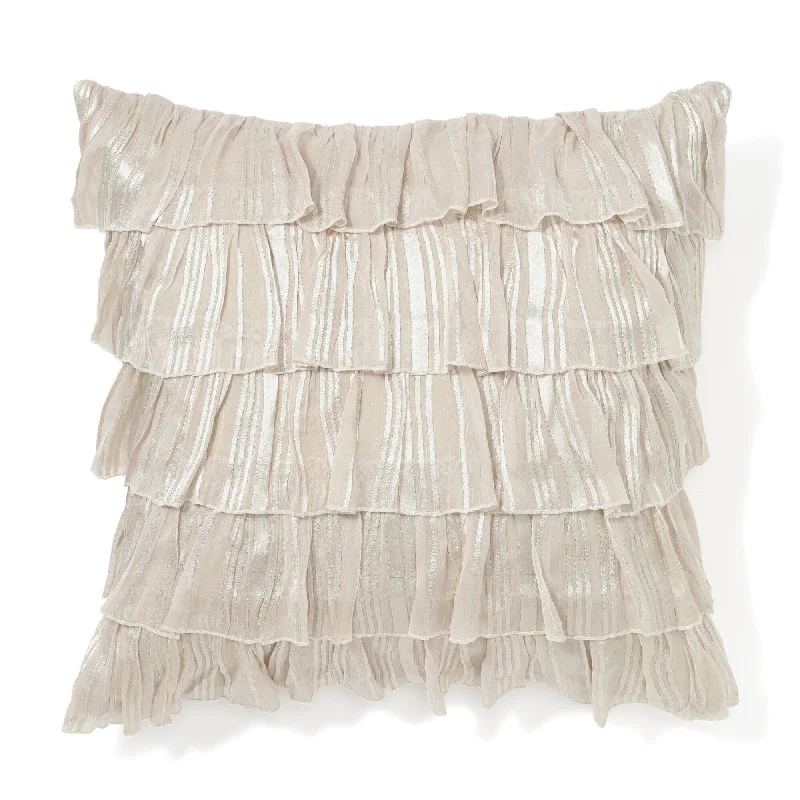 Frill Stripe Cushion Cover 450 X 450 Light Beige