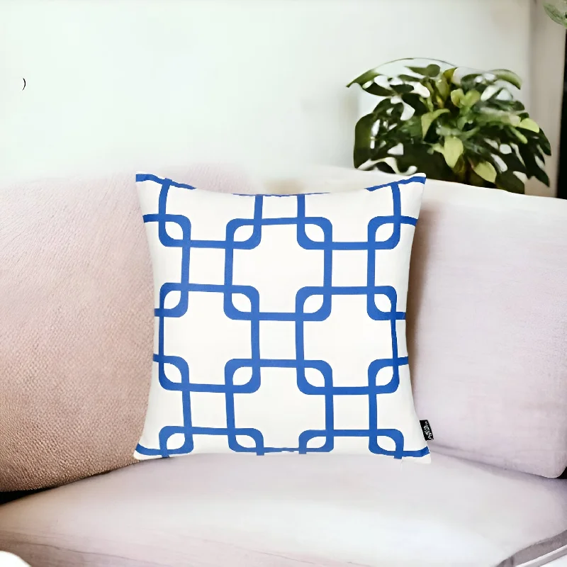 18" Blue and White Throw Pillow Cover