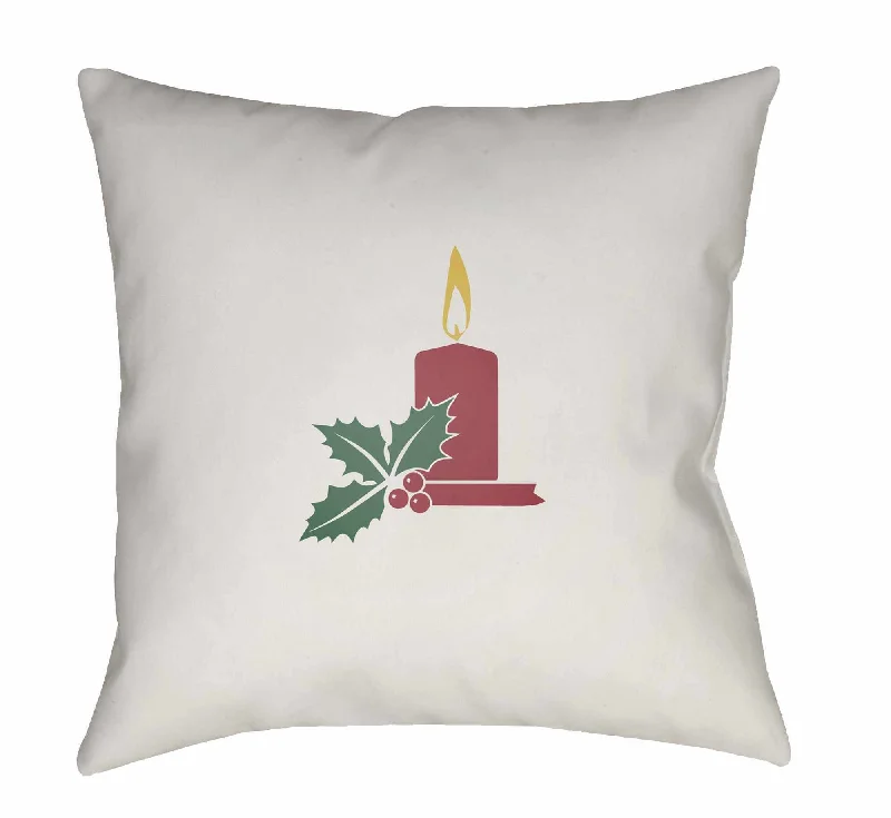 Grabouw Festive Candle White Throw Pillow