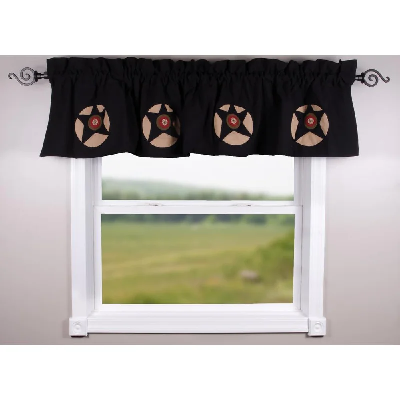 Black Homespun Star Valance Lined VLDG0025