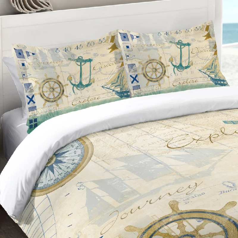 Laural Home Nautical Journey 200 TC Cotton Standard Pillow Sham