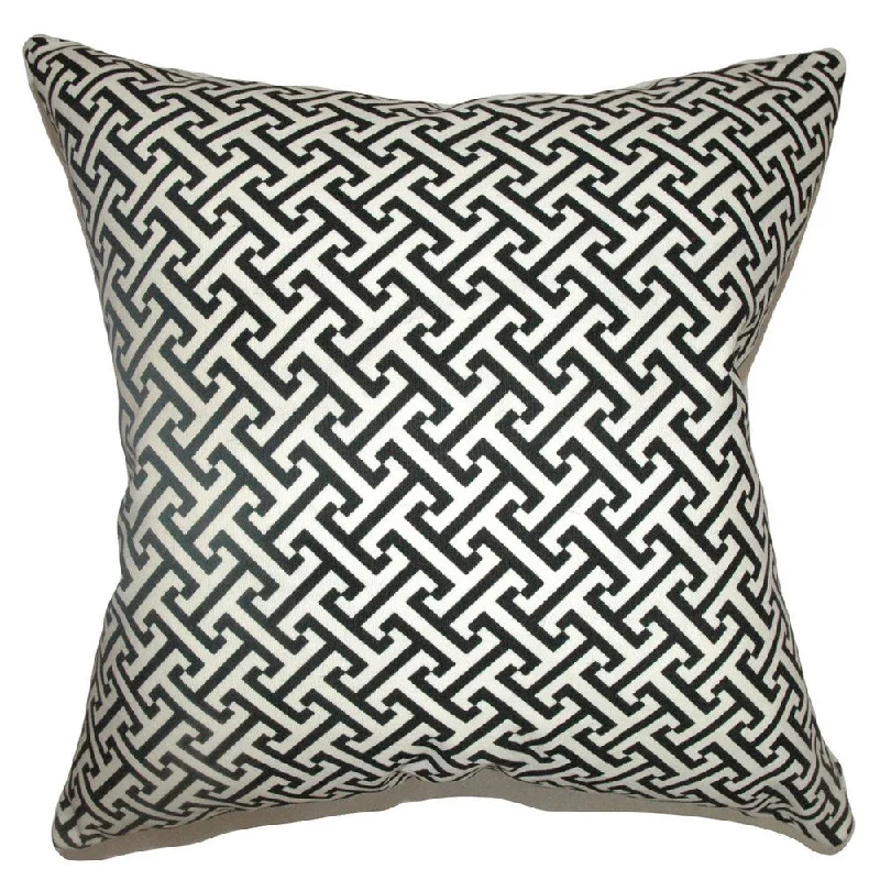 Quentin Geometric Euro Sham Black - Black/White