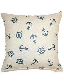 Embroidered Anchors Throw Pillows