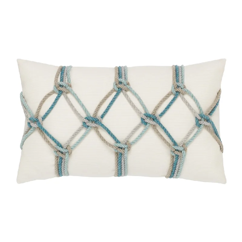 12" x 20" Elaine Smith Pillow  Aqua Rope