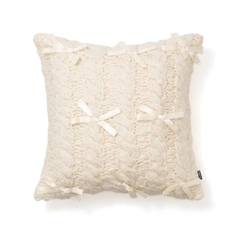 Knit Ribbon Cushion Cover 450 X 450 Ivory