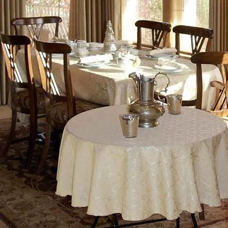 Round Saxony Damask Tablecloth