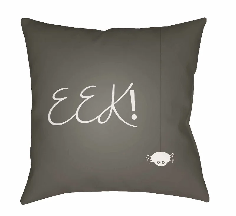 Halloween Eek Print Gray & White Pillow