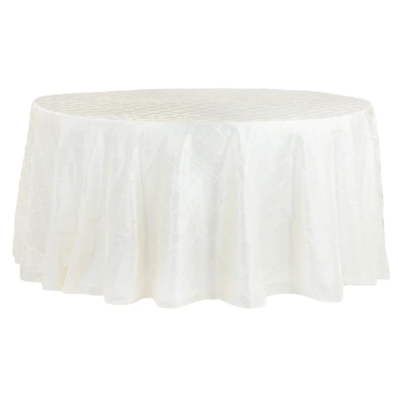 Pintuck 120" Round Tablecloth - Ivory