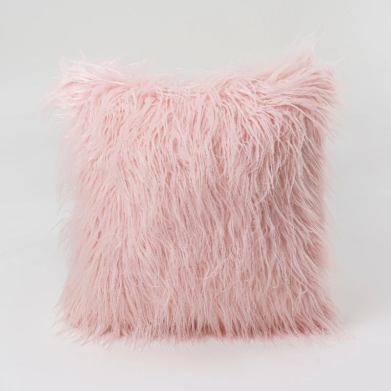 Furry Pillow Cover & Cushion / Pink