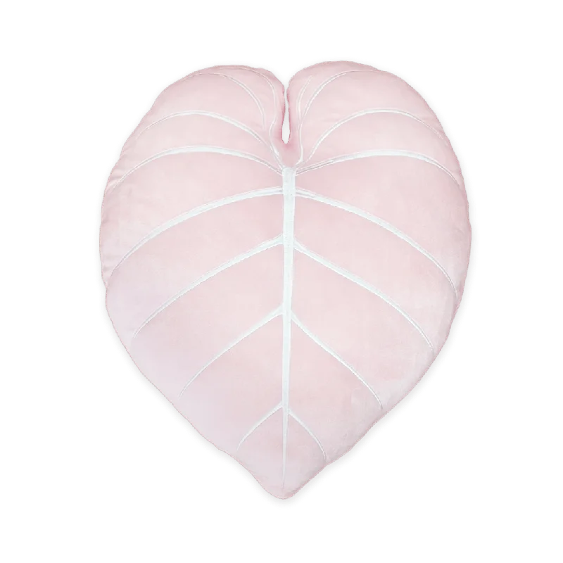 Philodendron Gloriosum Leaf Plush Pillow - Baby Pink