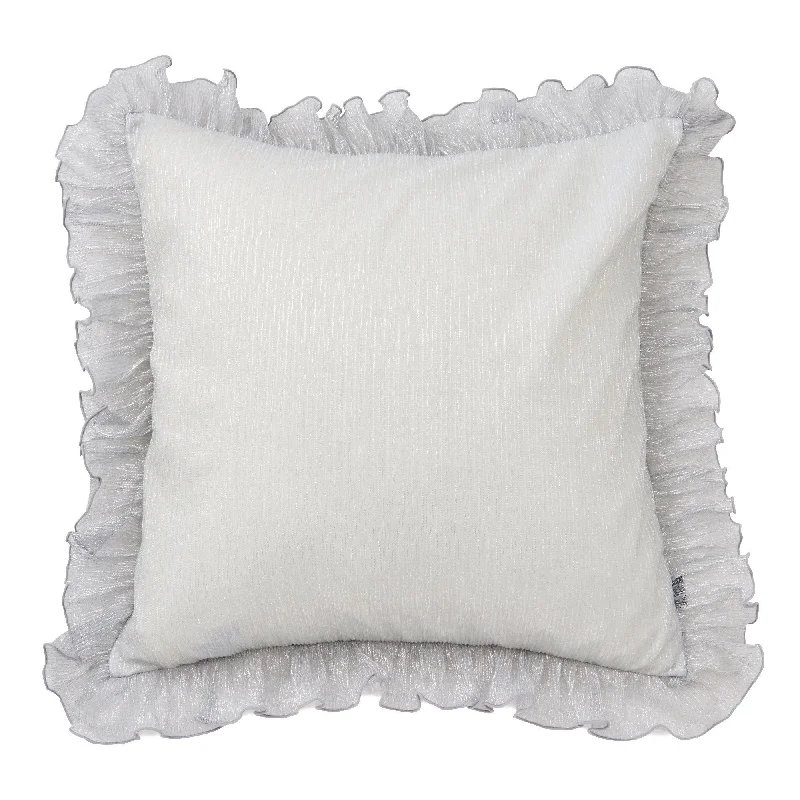 Frill Cushion Cover Silver