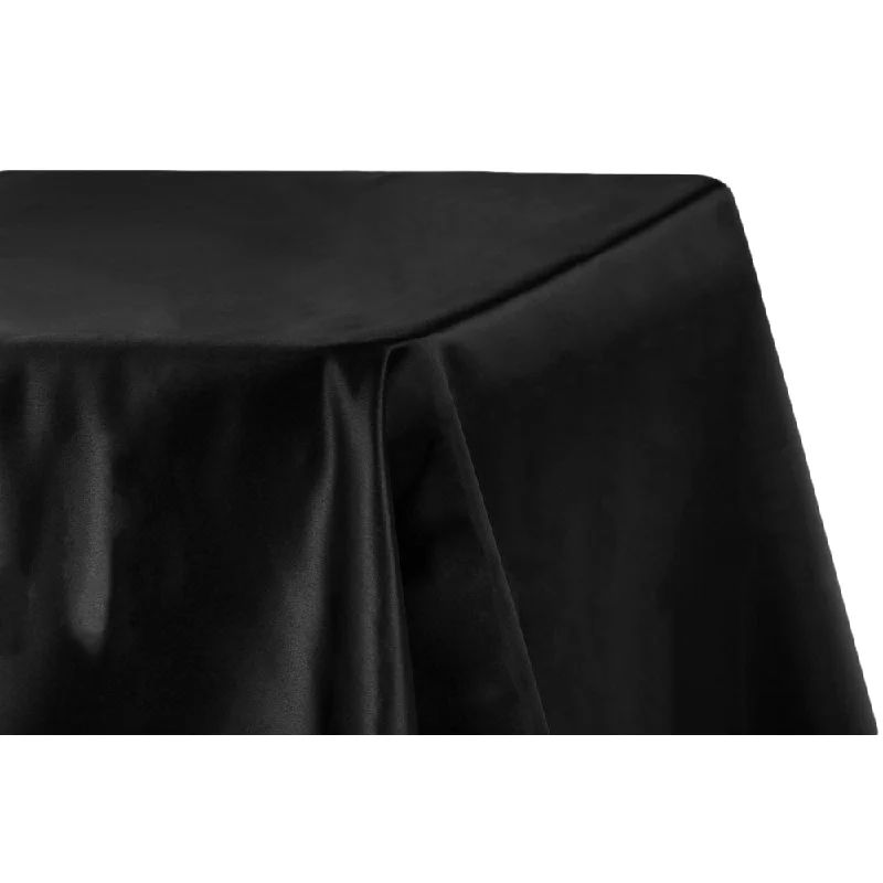 Lamour Satin 90"x132" Rectangular Oblong Tablecloth - Black