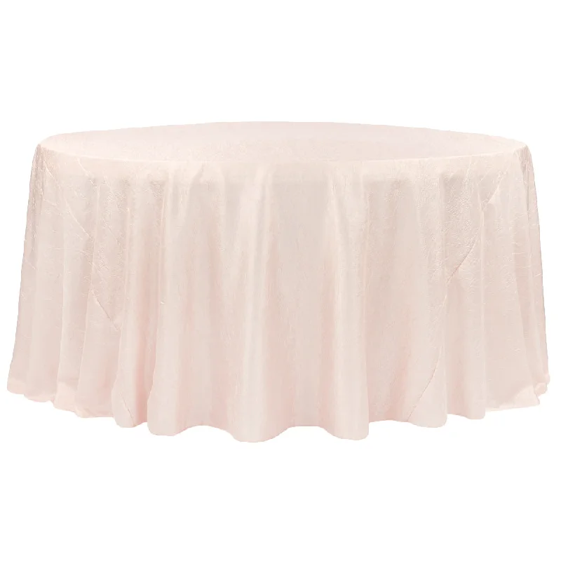 Crushed Taffeta 132" Round Tablecloth - Blush/Rose Gold